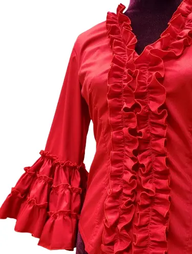 CANDELA フラメンコ トップス 赤 M 赤いフラメンコブラウス、優雅でスタイリッシュ | FlamencoExport